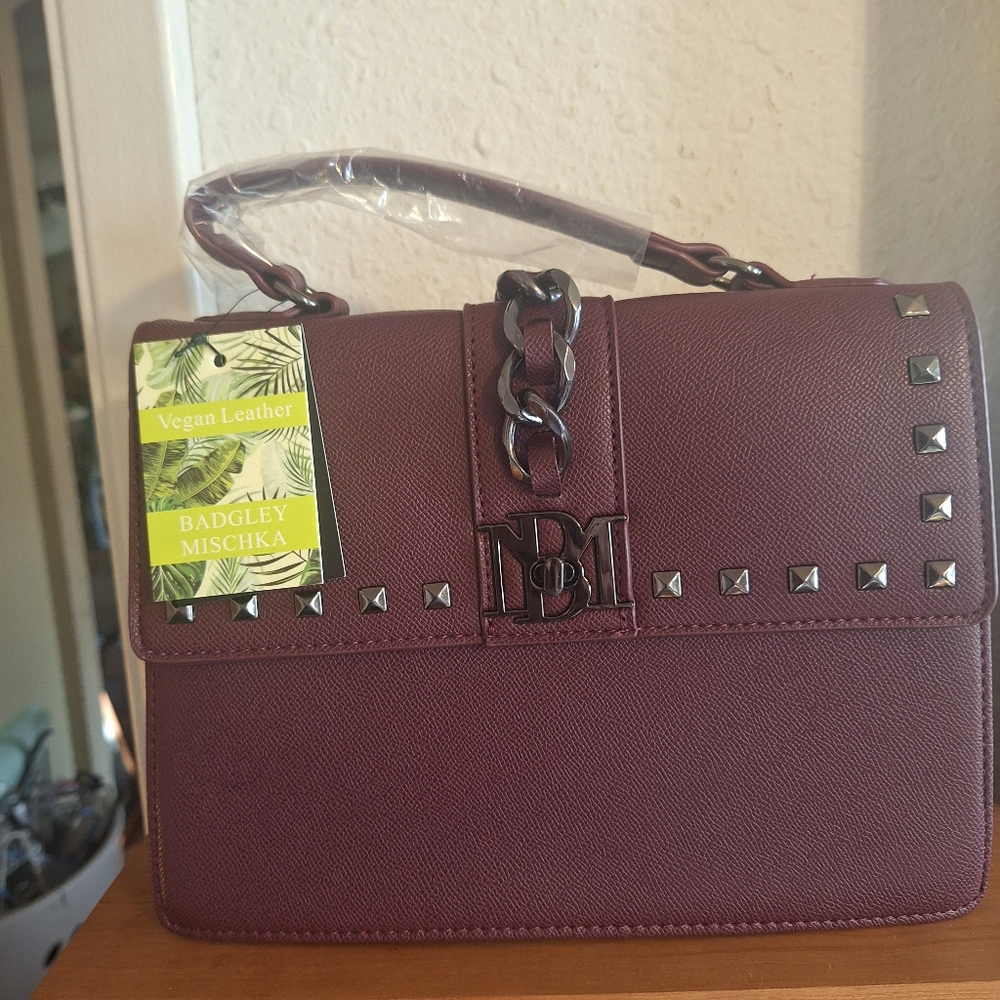 NWT Badgley Mischka Burgundy Leather Women's Bag